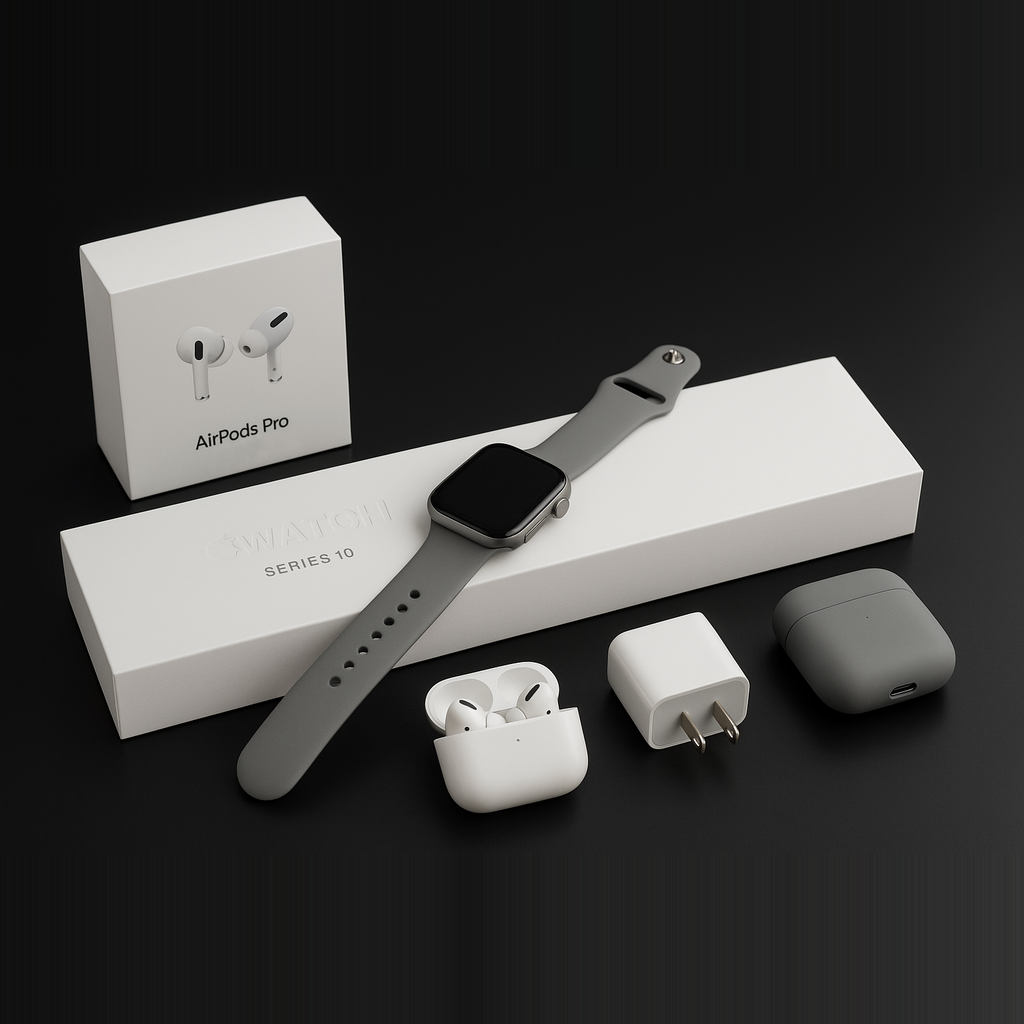 Premium Combo of Watch 10 Series and Airpods pro 2nd generation with (FREE 20W Power Adapter and Silicon Case)